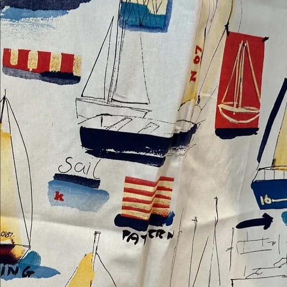 Nautical sailboat Americana boating shower curtain cotton - Picture 3 of 9